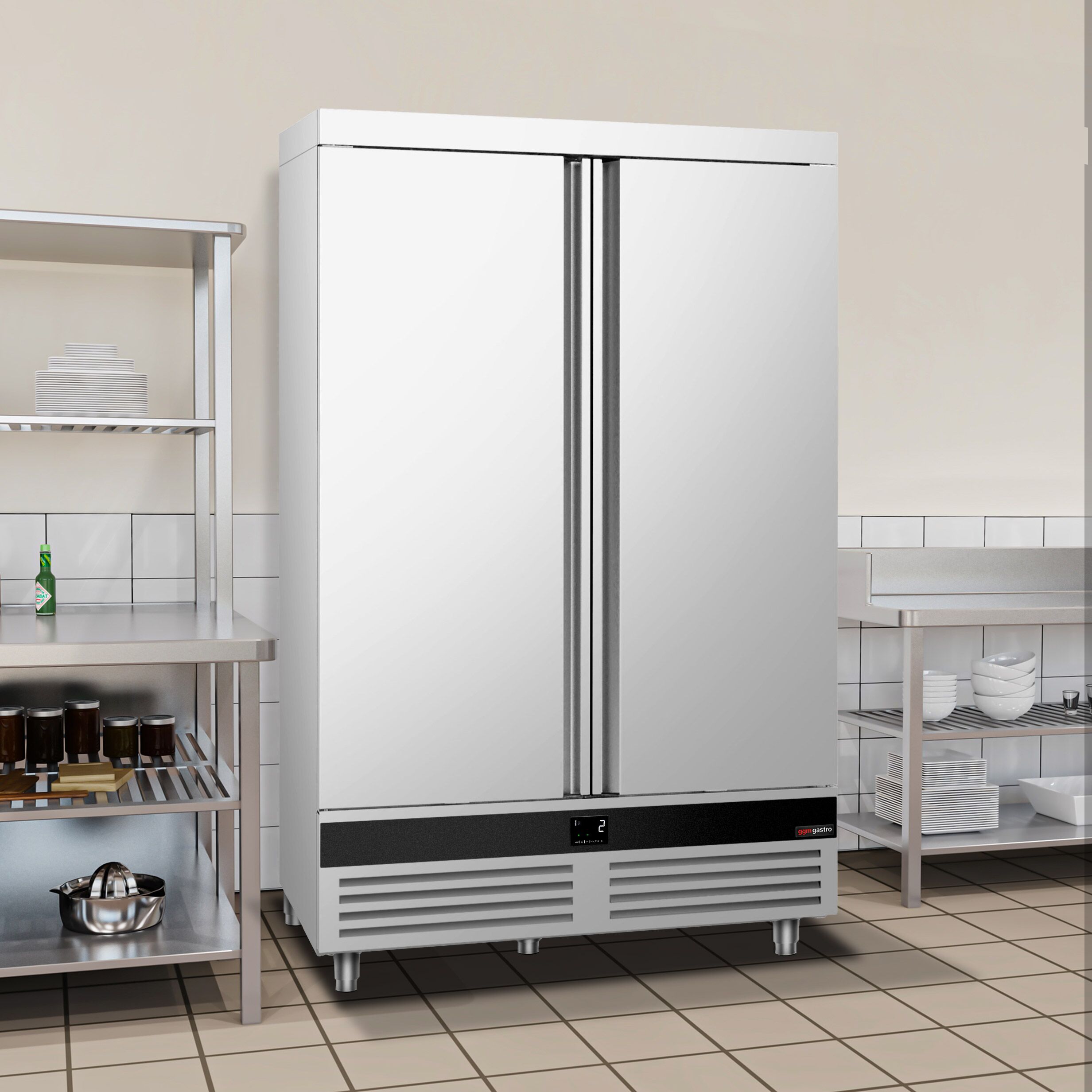 Armoire réfrigérée positive Inox AISI 430 PREMIUM - 1200 L - avec 2 portes