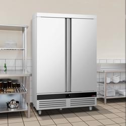 Koelkast RVS PREMIUM - 1400mm - 1200liter - tot +8°C - met 2 deuren - geforceerde koeling, automatische ontdooiing, LED‑verlichting