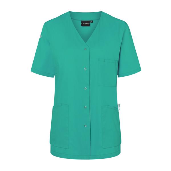 KARLOWSKY | Ladies' Tunic Essential – Emerald Green - Size 34 - Short Sleeve - V-Neck - 95°C Washable