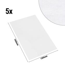 (5 pcs) Damask Tablecloth Tessin Atlas - Satin Band - 130x190cm - White