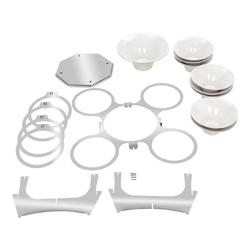 Expositor de buffet - giratorio - acero inoxidable - Altura: 225mm - incl. 9 cuencos de melamina (8x Ø200mm y 1x Ø280mm)