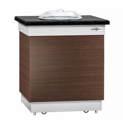 Tallriksdispenser DUBLIN - med värme - 1 kW, 230 V - 800x700x900 mm - med hjul (2 låsbara) - Ø 200-310 mm - 50 tallrikar - svart granit arbetsyta