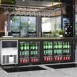 Commercial Back Bar Display Fridge - 1350mm - 320 liters - 3 sliding glass doors - Black outside & inside