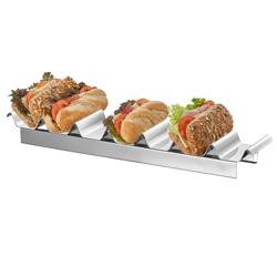 Snackdisplay - met 7 vakken - RVS - hoogglans gepolijst - met handgreep - 470x100x55mm