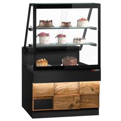Koeltoonbank TORONTO - 1000x880mm - kleur zwart mat - dubbel glas - met 2 legroosters - granieten werkblad