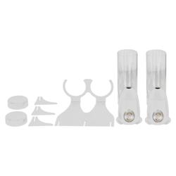 Dispenser per cereali - doppio - Ø 115mm - Bianco - dosatore a manopola - 2 contenitori in plastica trasparente - supporto in acciaio inox