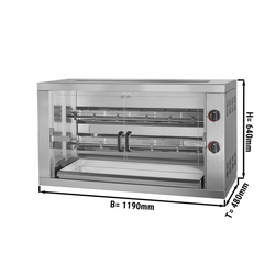 Grill pe gaz pentru pui compact cu 2 ţepuşe pentru 12 pui