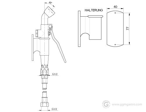 Pistolet de lavage 2000 - avec support mural & raccord1/2"