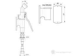 Rinse spray gun 2000 - wall-mounted - with wall bracket included - height 225mm