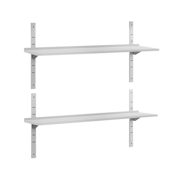 Étagère murale ECO en inox - 1600 × 400 mm - avec 2 étages
