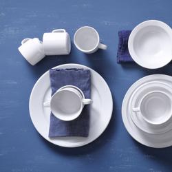 (24 unid) Budgetline - Chávena de café com pires Mammoet - 14cl - Branco - com porcelana - empilhável - lavável na máquina - micro-ondas e forno