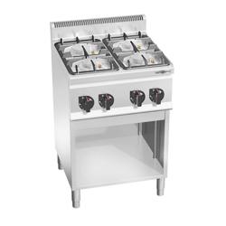 Cucina a gas professionale - LORENZO 600 - 600x600x1020mm - 19,0 kW - 4 fuochi - su vano aperto