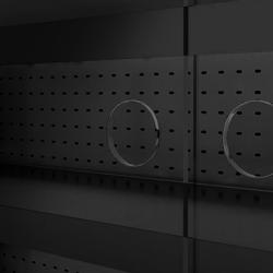 Commercial wall-mounted refrigerated display shelving - 1960 mm - with 4 frameless glass hinged doors and 4 shelves