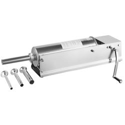 Poussoir à saucisses PROFESSIONNEL manuel horizontal - 7L - Acier inoxydable - incl. 4 entonnoirs à saucisse