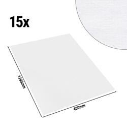 (15 pcs) Chemin de table damassé Tessin Atlas - bande satin - 40x130cm - Blanc