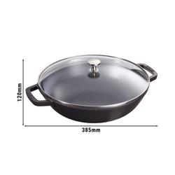 STAUB | SPECIALITIES – Wok z pokrywą szklaną – Ø 300 mm – żeliwo – czarny