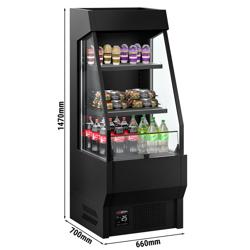 Commercial multideck display fridge - Open front - 660mm - 150L - with 2 shelves - Black