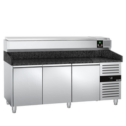 Rashladni pult za pripremu pizze PREMIUM - 2000x800 mm - sa 3 vrata - uklj. Rashladna nadograđena vitrina - 9x GN 1/3