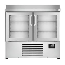 Stół chłodniczy PREMIUM PLUS - 978x700mm - 230L - z 2 przeszklonymi drzwiami - z oświetleniem LED - podwójna szyba - z tylnym rantem i wyświetlaczem temperatury