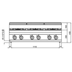 Plynový sporák 6 hořáků (33,5 kW) s pilotním plamenem