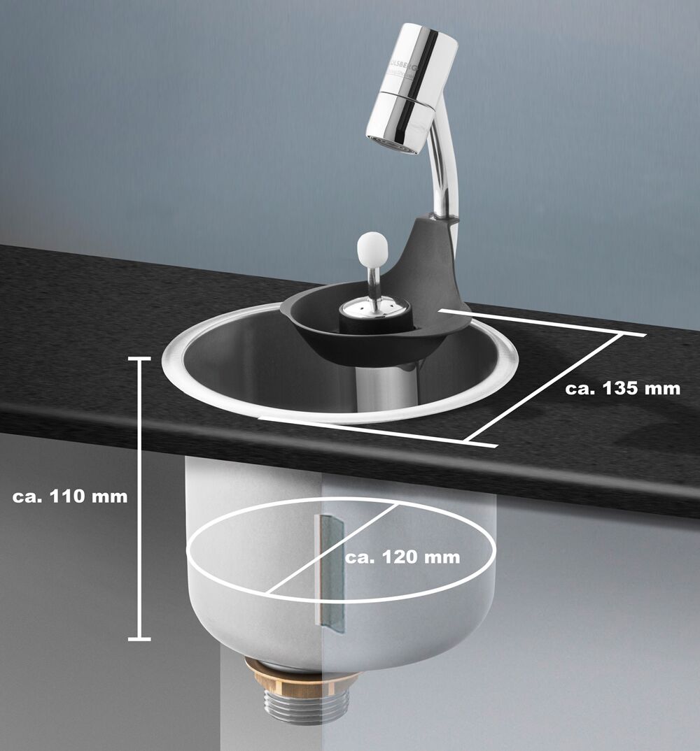 Lave-portionneur 141x141x110mm - avec clapet anti-retour (intégré) - incl. assiette-tamis - incl. panier filtrant