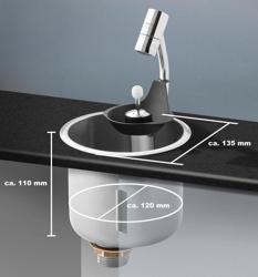 Lave-portionneur 141x141x110mm - avec clapet anti-retour (intégré) - incl. assiette-tamis - incl. panier filtrant