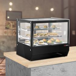 Tabletop refrigerated display case - 120 Liters- 700mm - with 2 glass shelves - angular - black