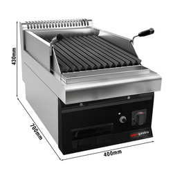 Grill à gaz en pierre de lave - 7 kW - Grille inclinable