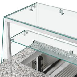 Saladette PREMIUM - 2020mm - 3 deuren - met glazen opzetvitrine voor 5x GN 1/1 & 1x GN 2/4 - granieten werkblad