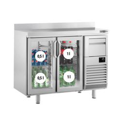 Hűtött munkaasztal PREMIUM PLUS - 1468x600 mm - 340 liter - 2 üvegajtó, automatikus leolvasztás & zár - rozsdamentes acél