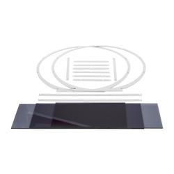 Support buffet - rond - Ø540mm - Acier inoxydable | Plexiglas - Blanc - avec 3 Étagères