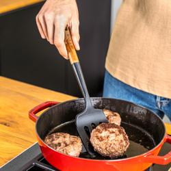 STAUB | Turner Spatula – 31 cm - Silicone - Black - Acacia Wood Handle - Nonstick Safe