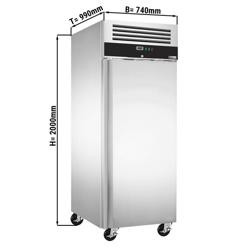 Bakery Freezer Stainless steel PREMIUM - EN 600x800mm - 612L - with 1 door & Rails & support grids - On castors - Black front