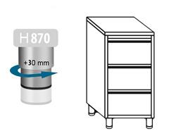 Meuble bas à tiroirs PREMIUM - Acier inoxydable - avec 3 tiroirs - 500x700mm