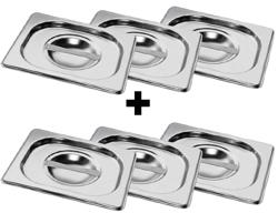 (6 pièces) Couvercles GN en acier inoxydable 1/6        