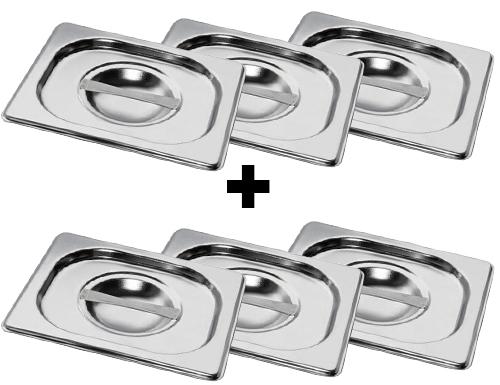 (6 pieces) Stainless Steel Gastronorm Container Lid GN 1/6 – Without Ladle Recess