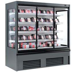 Vitrina mural refrigerada - 1955x685x2000mm - 683L - con 3 puertas batientes de vidrio doble y 4 estantes - Anthrazitgrau (RAL7016)