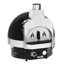 Four à pizza PROFESSIONNEL à gaz - Ø60cm - Noir - jusqu’à 400°C - incl. Support avec étagère