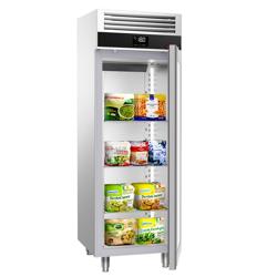 Armoire réfrigérée vitrée négative en acier inoxydable AISI 430 PREMIUM - GN 2/1 - 700 L - avec 1 porte vitrée & 3 grilles GN 2/1 & 3 paires de glissières