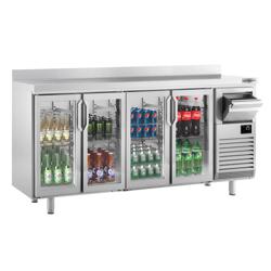 Barkoeledag PREMIUM PLUS - 2452x600mm - met 4 glazen deuren, spatrand & uitklopper voor koffie - 690l