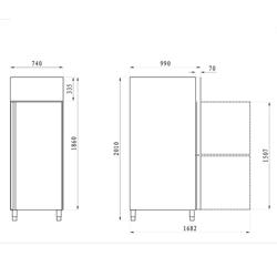 Bäckerei-Kühlschrank Edelstahl PREMIUM - EN 60x80 - 600 Liter - mit 1 Tür