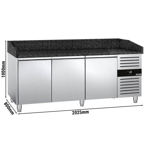 Pizzakylbänk PREMIUM - 2000x800mm - 3 dörrar