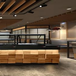 Table de caisse TORONTO – 900 mm – façade en bois – plan de travail en granit Noir