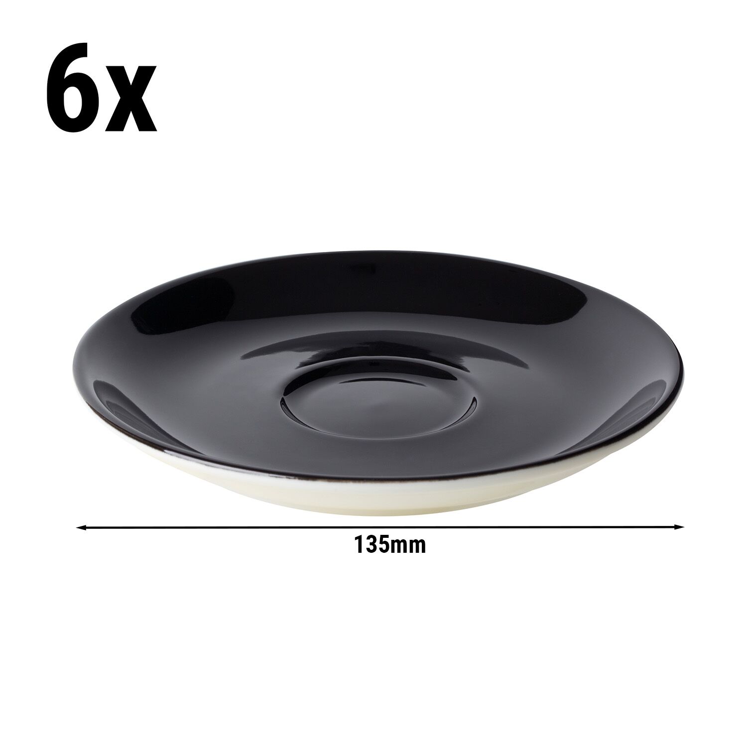 (6 pcs) BART COLOUR CAFE - Soucoupe à café - Ø135mm - Noir