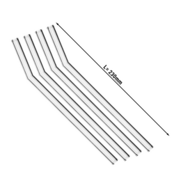 (36 piezas) Pajitas de vidrio con pliegue - 23 cm - incl. Cepillo de limpieza de nailon