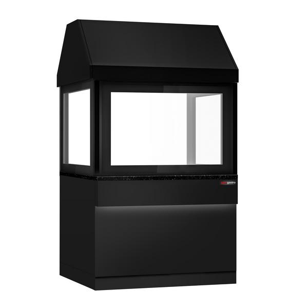 Neutraal element voor houtskool- & gasgrill TORONTO - 1100x900x2160mm - zwarte front - granieten werkblad - met LED‑verlichting - haubenausgang 240mm