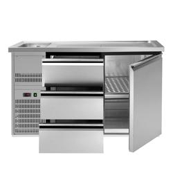 Profesjonalna stacja barmańska PREMIUM PLUS - 1550x700mm - 1 Drzwi & 3 Szuflady - z komorą na lód