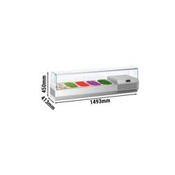 Chladicí nástavná vitrína PREMIUM PLUS - 1493x413 mm - 5× GN 1/3