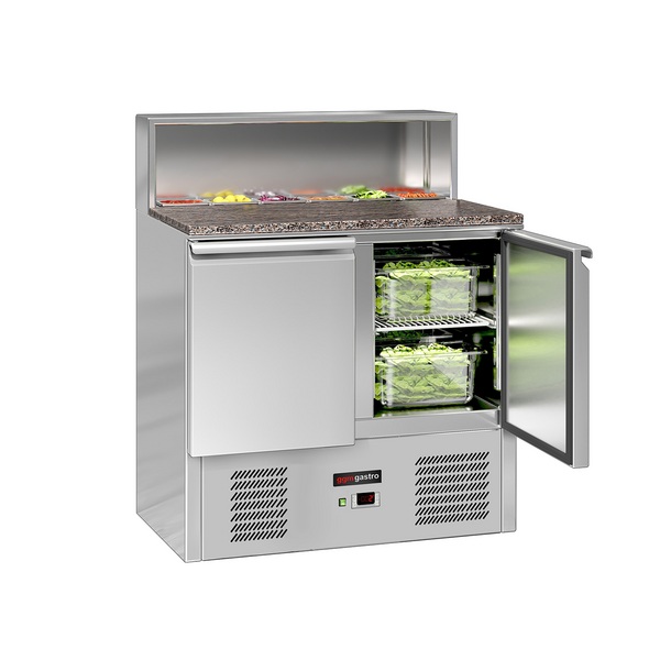 Saladette ECO - 903mm - 2 deuren - met roestvrijstalen opzetstuk voor 5x GN 1/6