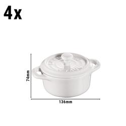 (4) STAUB| Ceramic Mini Cocotte Set, Round – Ivory White - Ø 100 mm - 0.20 L Each